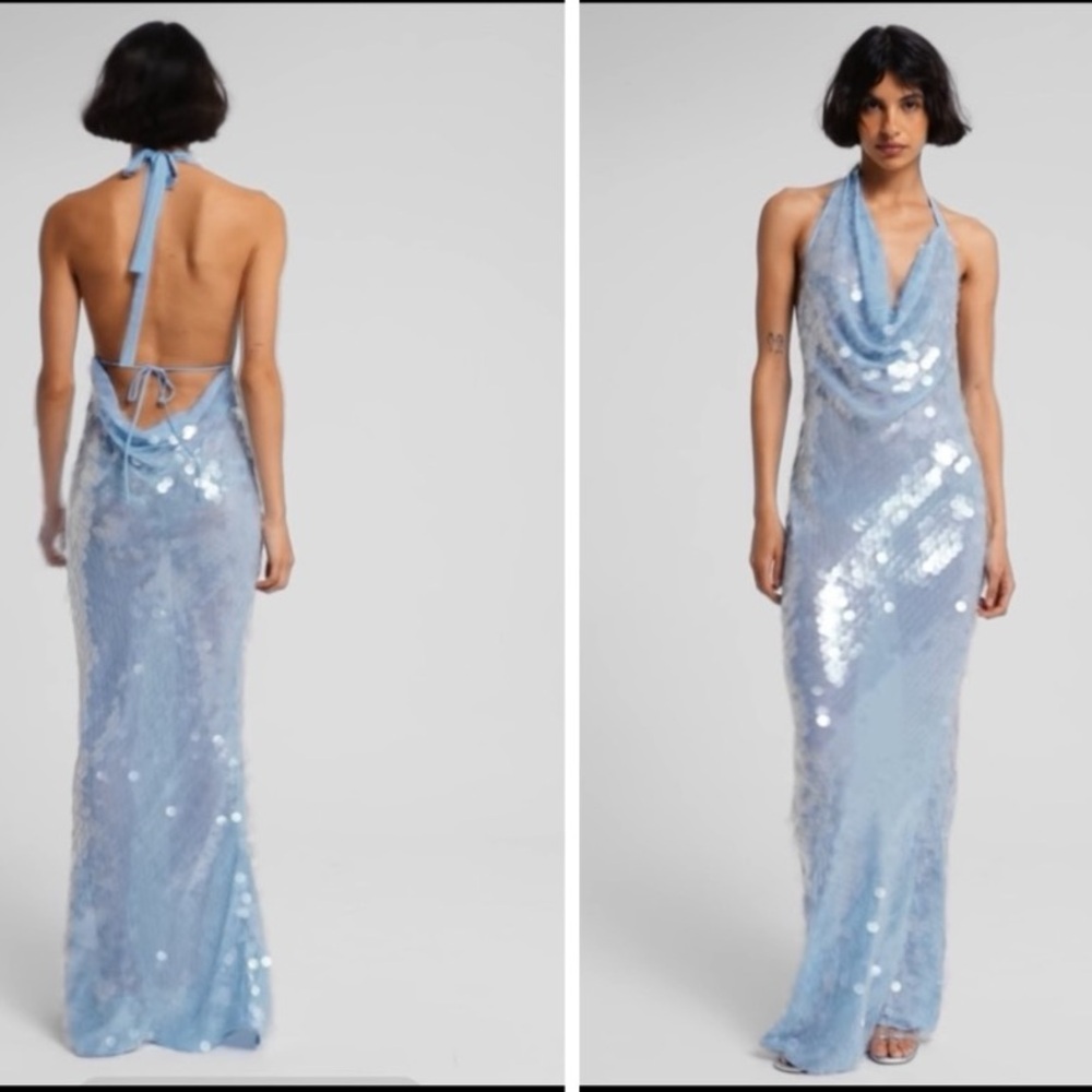 NWT Rat & Boa Anais Halter Maxi Dress in Crystal Water Blue Size M - Picture 3 of 17